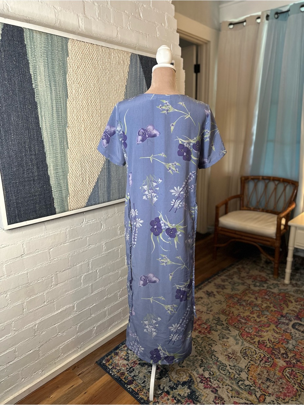 National Wildlife Federation 80s/90s Light Blue Floral Button Up Dress - Picture 11 of 12